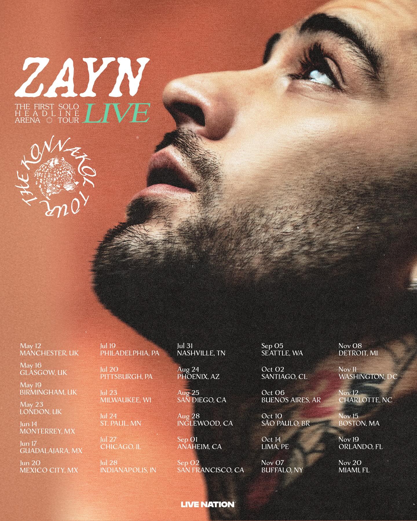 ZAYN The KONNAKOL Tour Poster 2026–2027